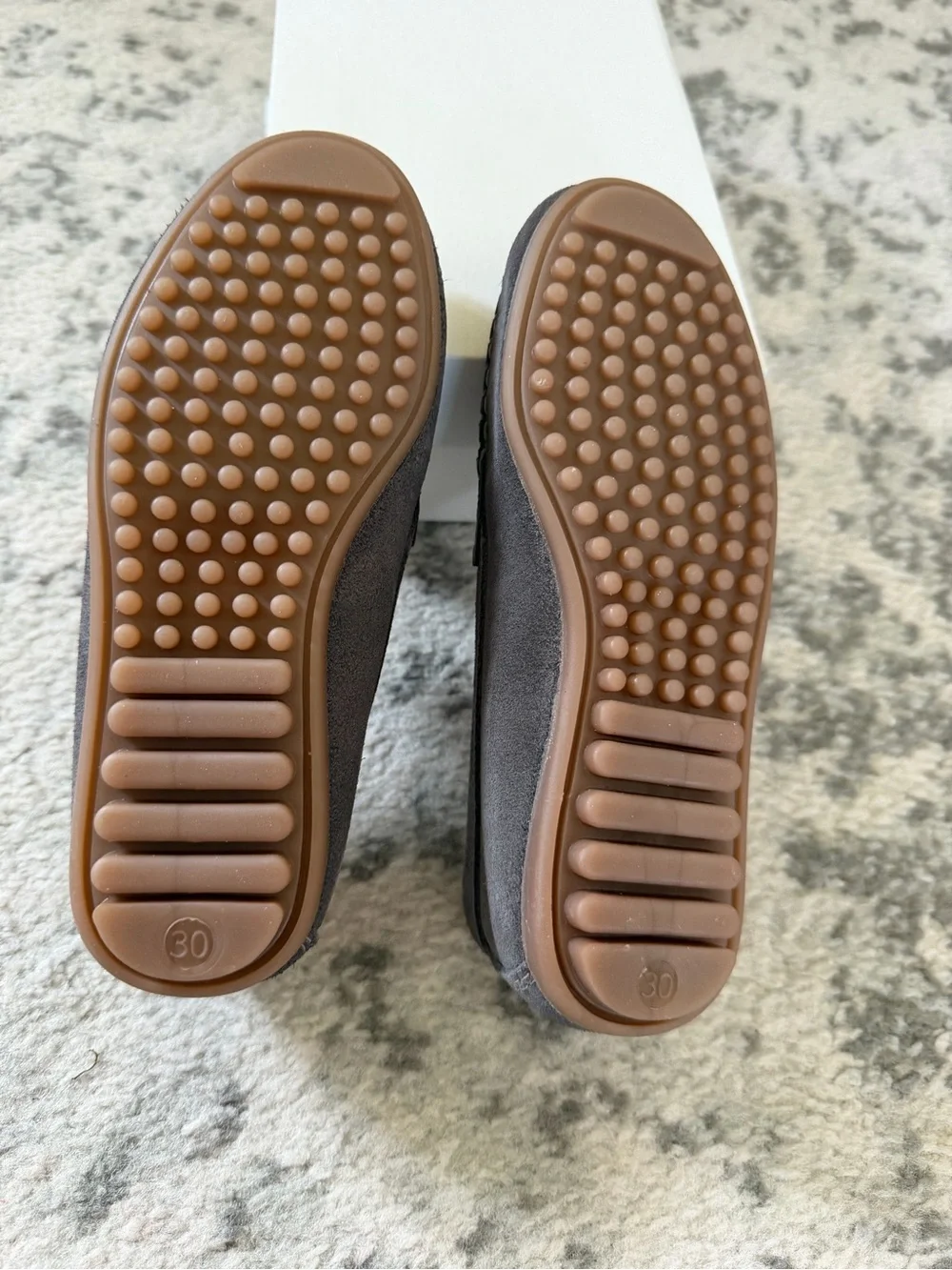 Gray Suede Kids Penny Loafers